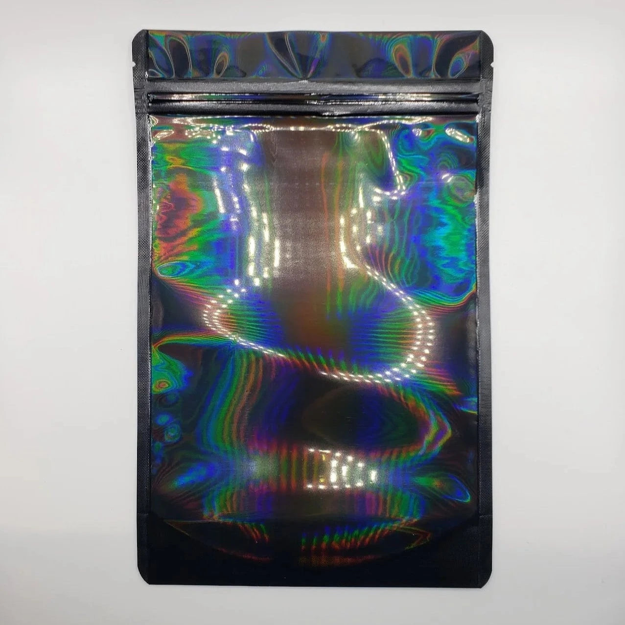 6x9 Laser Black and clear mylar bag on a white background