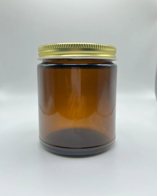 9fl oz, Amber Glass - Gold Tin