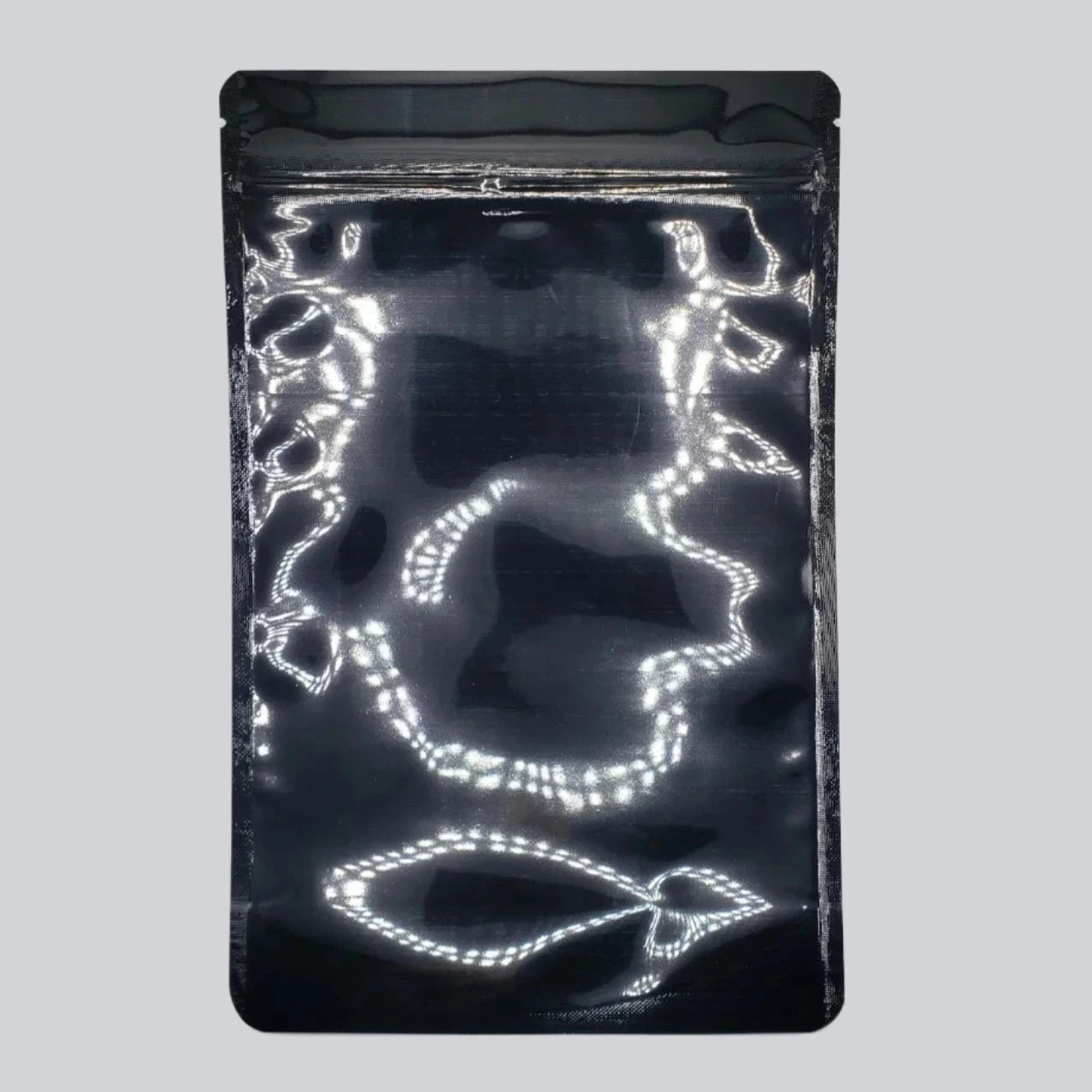 6x9 Black/Clear mylar bag on a white background