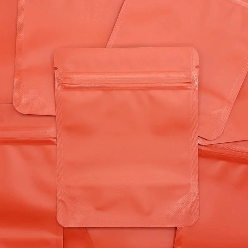 Cherry Red 4x5 mylar bag on top of mylar