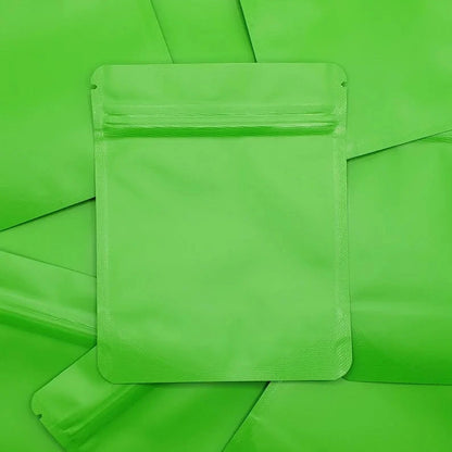 Emerald Green 4x5 mylar bag on top of mylar