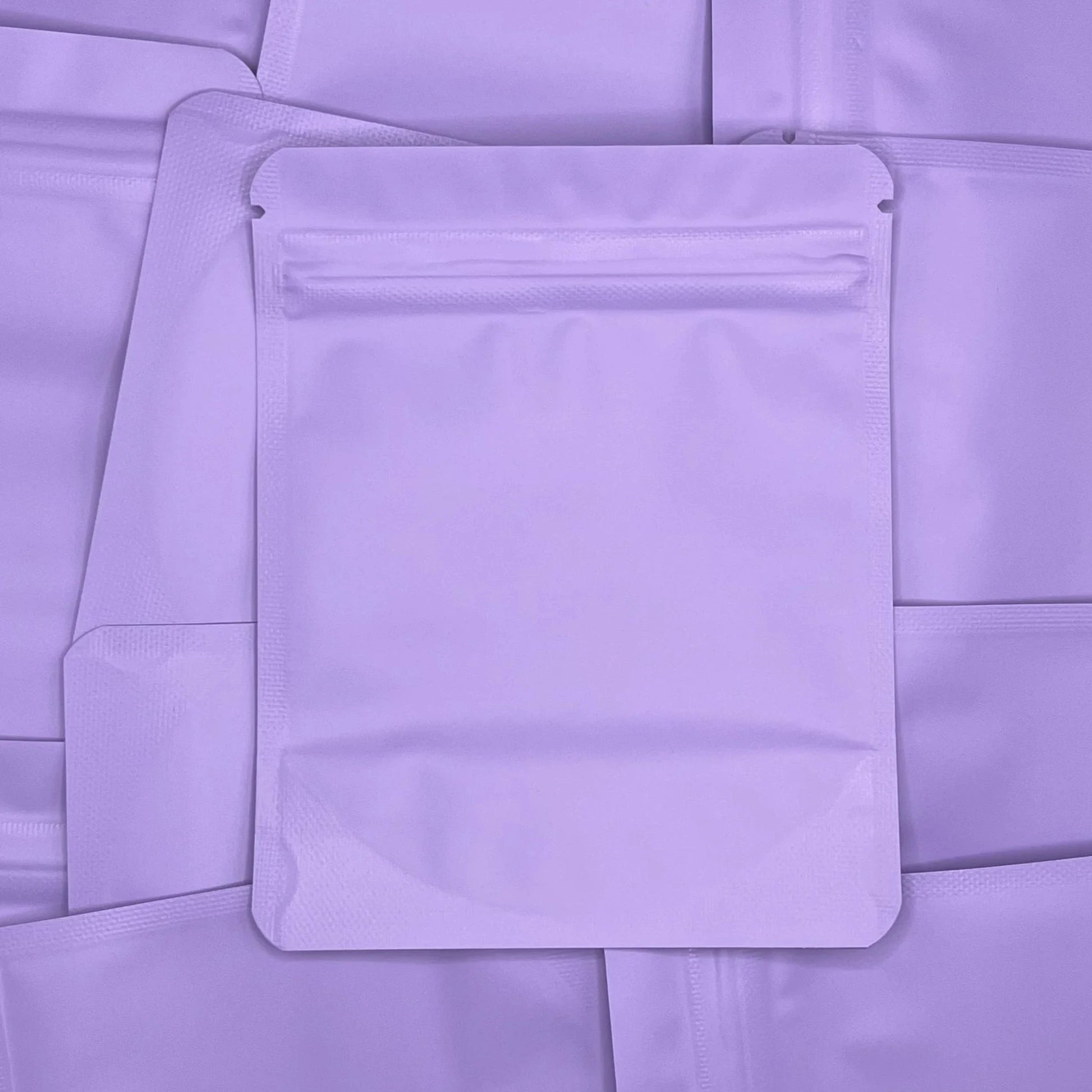 Lilac Lavender 4x5 mylar bag on top of mylar bags