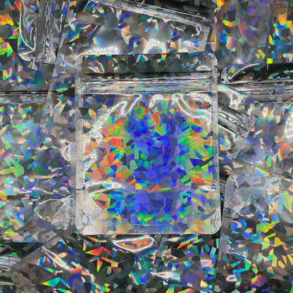 Prismatic Holographic 4x5 mylar bag on top of mylar bags